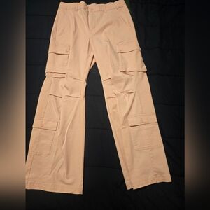 Wide Leg Cargo Pants in Light Peach for Women